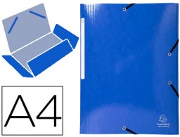 Carpeta de gomas Exacompta A4 3 solapas cartón laminado  azul